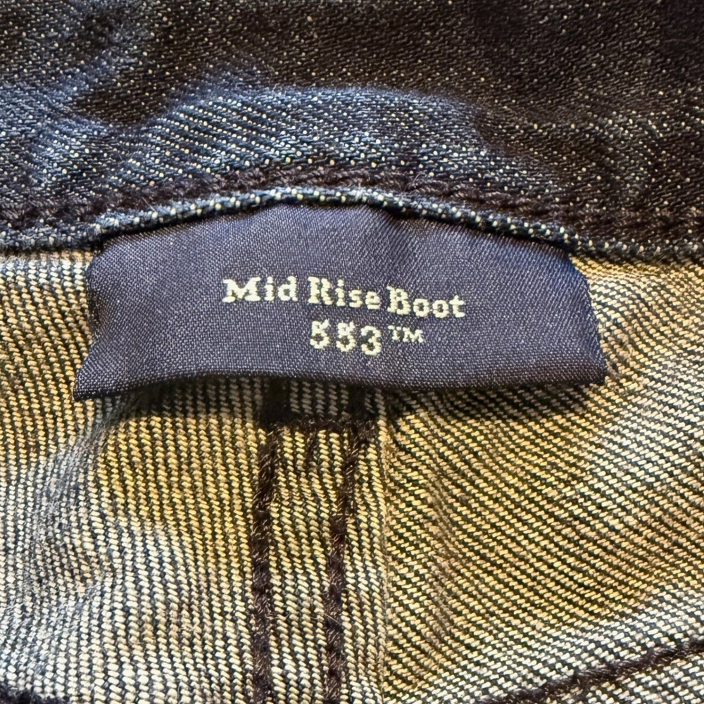Levis 553 Mid Rise Bootcut Jeans Dark Wash Indigo Blue Stretch Denim Womens 12 - Picture 5 of 8